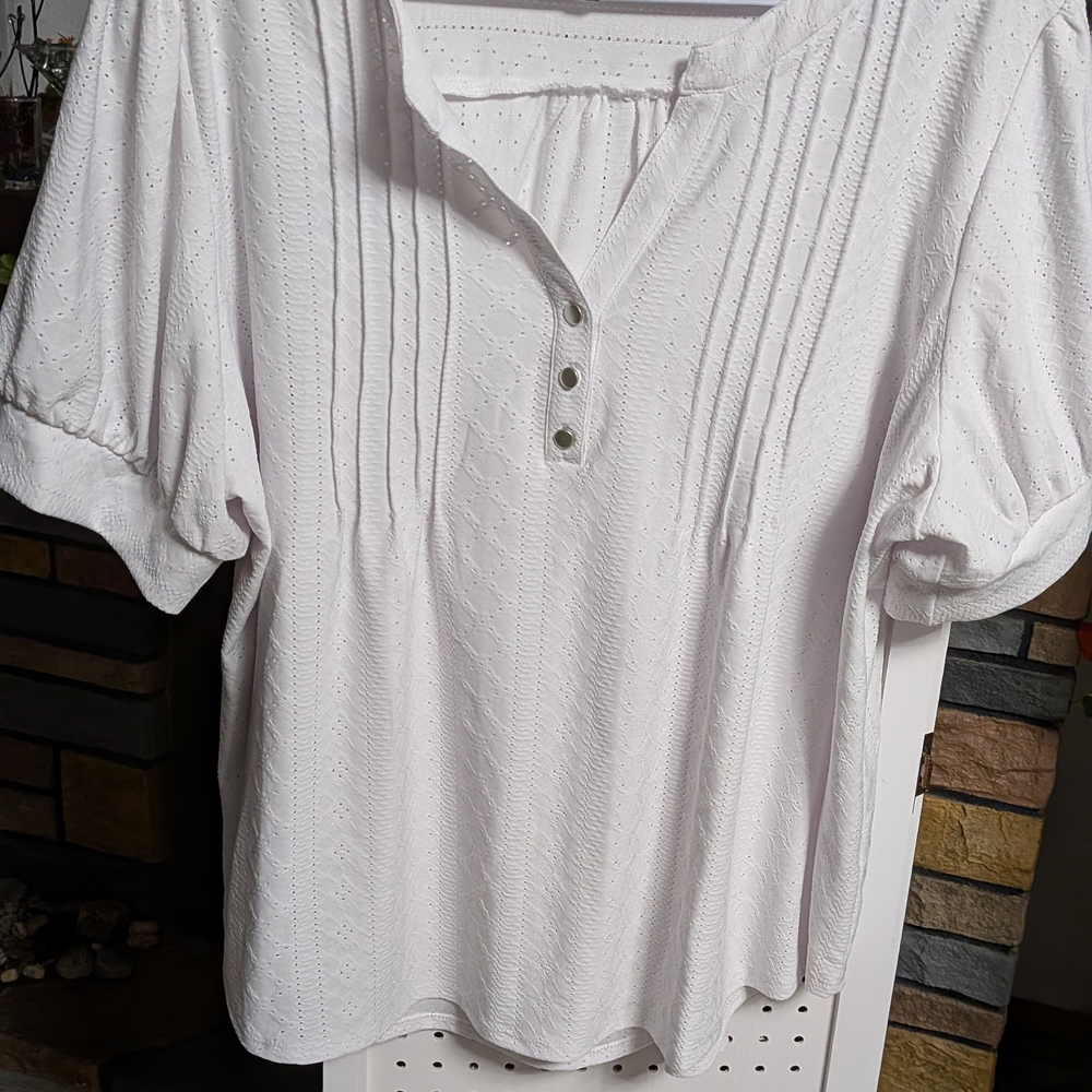 Chic White Blouse with Button Detail